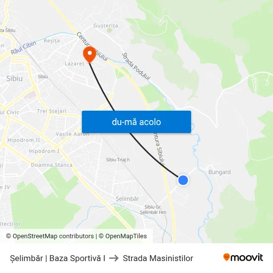 Harta de Șelimbăr | Baza Sportivă I către Strada Masinistilor