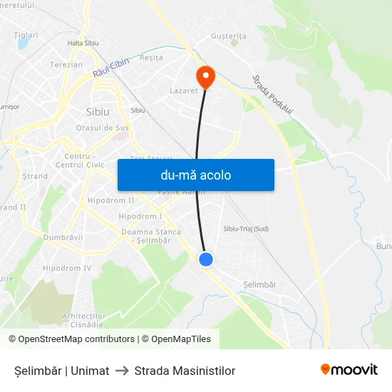 Harta de Șelimbăr | Unimat către Strada Masinistilor