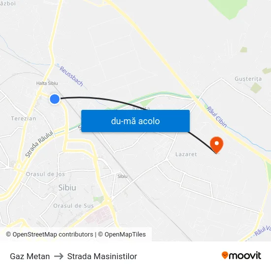 Harta de Gaz Metan către Strada Masinistilor