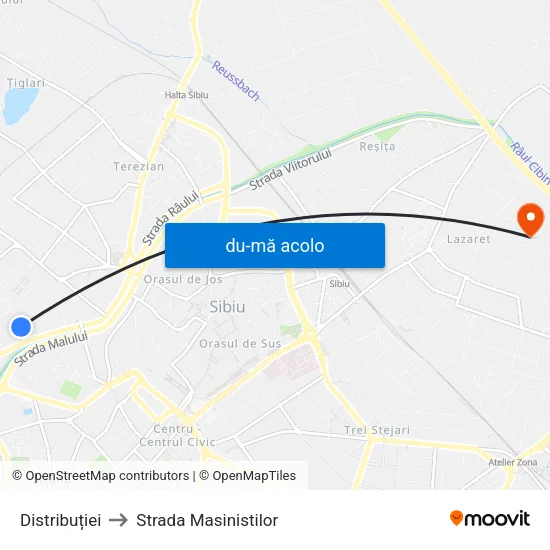 Harta de Distribuției către Strada Masinistilor
