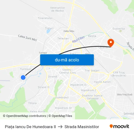 Harta de Piața Iancu De Hunedoara II către Strada Masinistilor