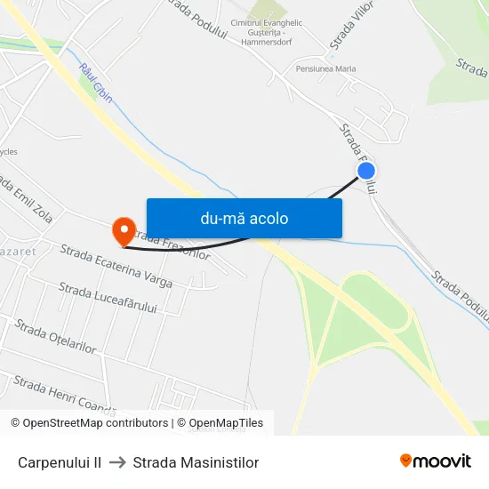 Harta de Carpenului II către Strada Masinistilor