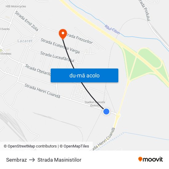 Harta de Sembraz către Strada Masinistilor