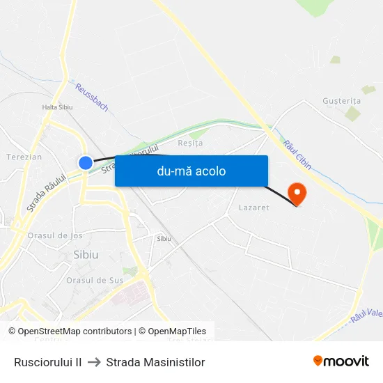 Harta de Rusciorului II către Strada Masinistilor