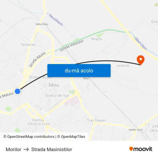 Harta de Morilor către Strada Masinistilor