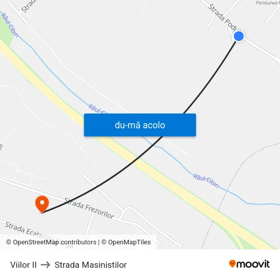 Harta de Viilor II către Strada Masinistilor