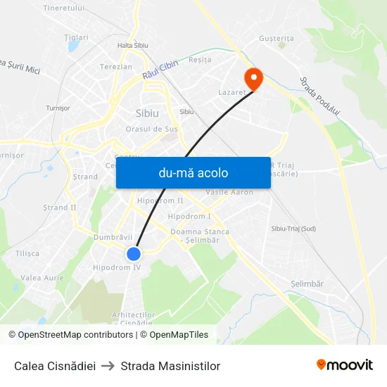 Harta de Calea Cisnădiei către Strada Masinistilor