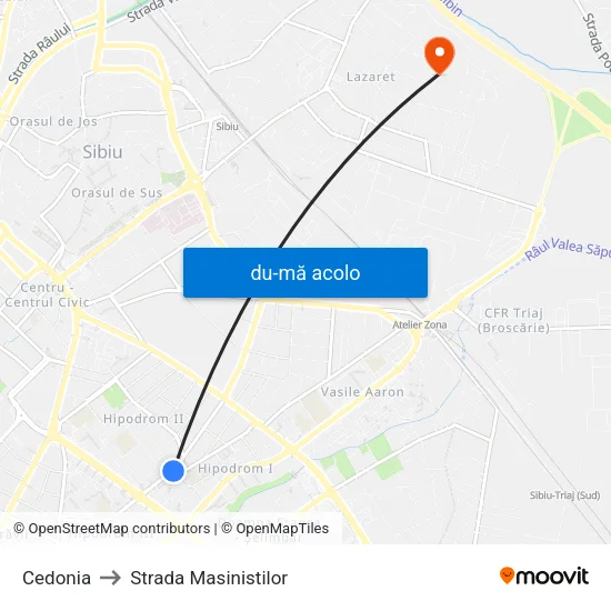 Harta de Cedonia către Strada Masinistilor