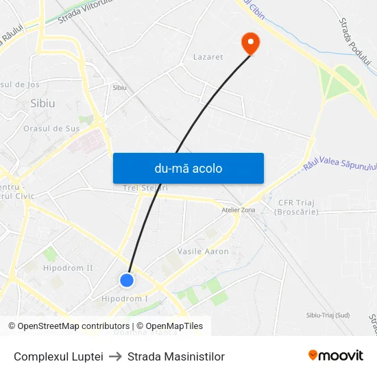 Harta de Complexul Luptei către Strada Masinistilor