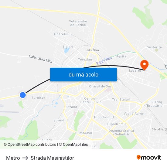 Harta de Metro către Strada Masinistilor