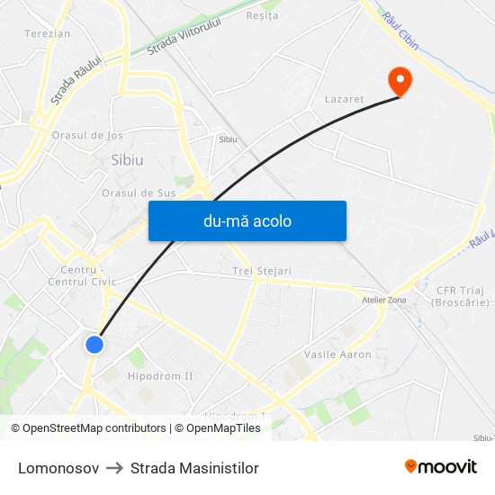 Harta de Lomonosov către Strada Masinistilor