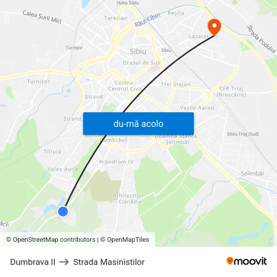 Harta de Dumbrava II către Strada Masinistilor