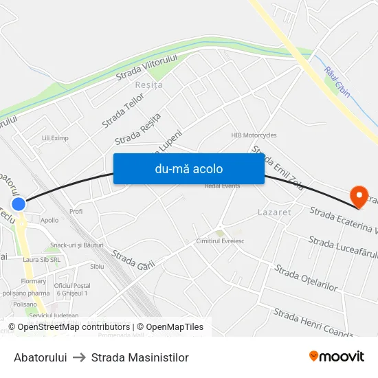 Harta de Abatorului către Strada Masinistilor
