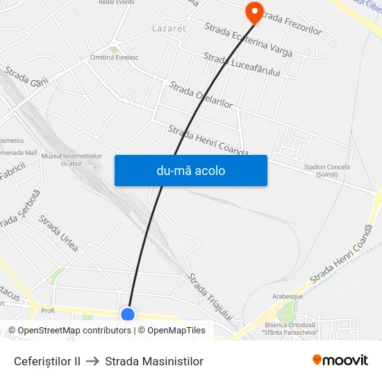 Harta de Ceferiștilor II către Strada Masinistilor