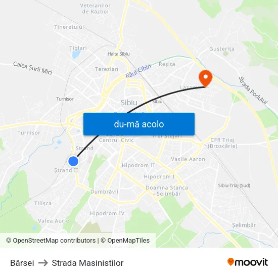 Harta de Bârsei către Strada Masinistilor