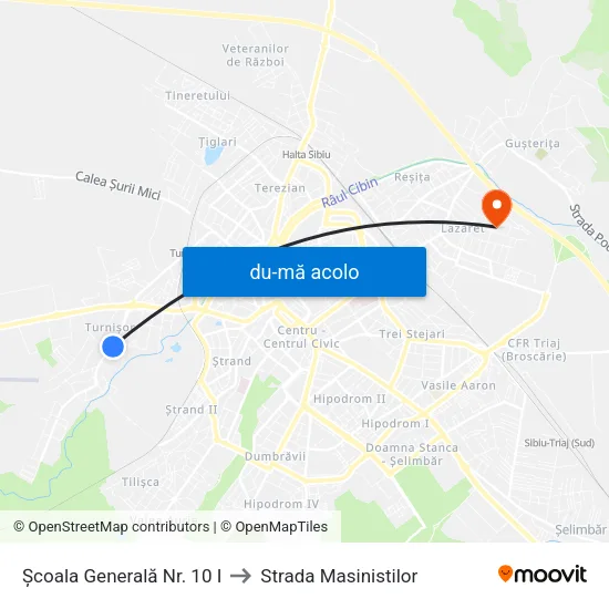 Harta de Școala Generală Nr. 10 I către Strada Masinistilor