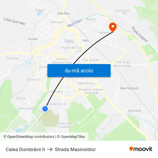 Harta de Calea Dumbrăvii II către Strada Masinistilor