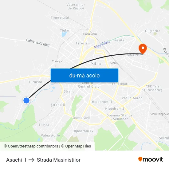 Harta de Asachi II către Strada Masinistilor