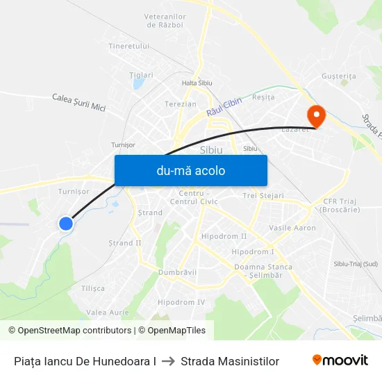 Harta de Piața Iancu De Hunedoara I către Strada Masinistilor