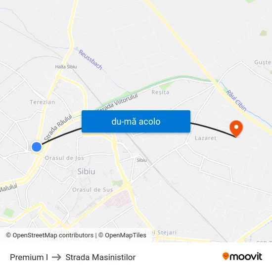 Harta de Parcul Reconstrucției către Strada Masinistilor