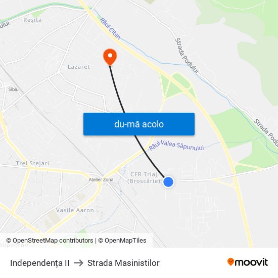 Harta de Independența II către Strada Masinistilor