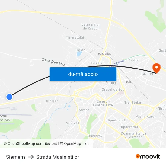 Harta de Siemens către Strada Masinistilor