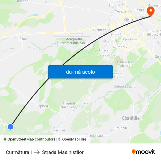 Harta de Curmătura I către Strada Masinistilor