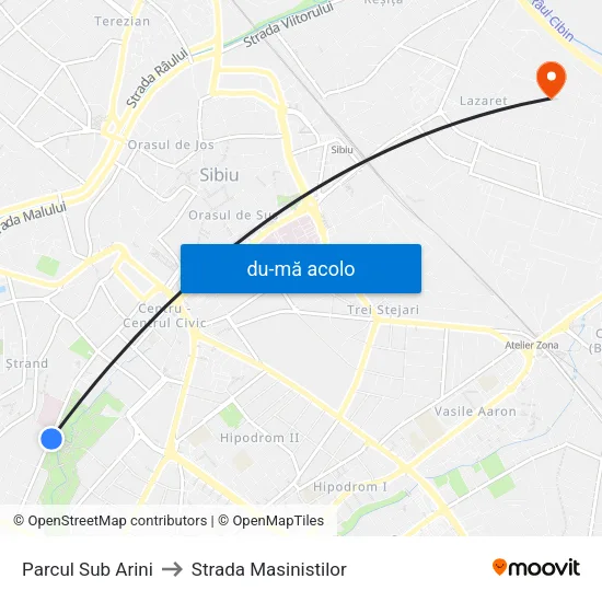 Harta de Parcul Sub Arini către Strada Masinistilor