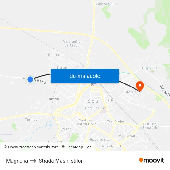 Harta de Magnolia I către Strada Masinistilor