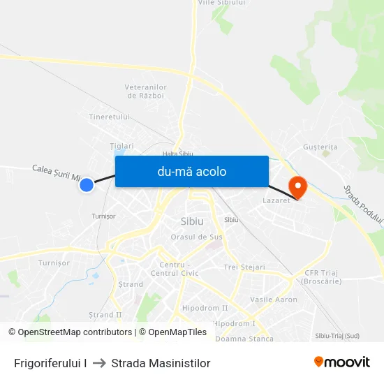 Harta de Frigoriferului I către Strada Masinistilor