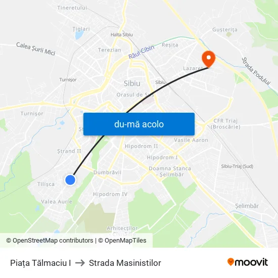 Harta de Piața Tălmaciu I către Strada Masinistilor