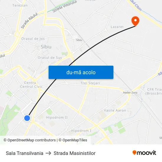 Harta de Sala Transilvania către Strada Masinistilor