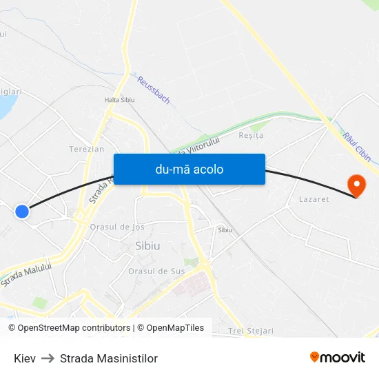 Harta de Kiev către Strada Masinistilor