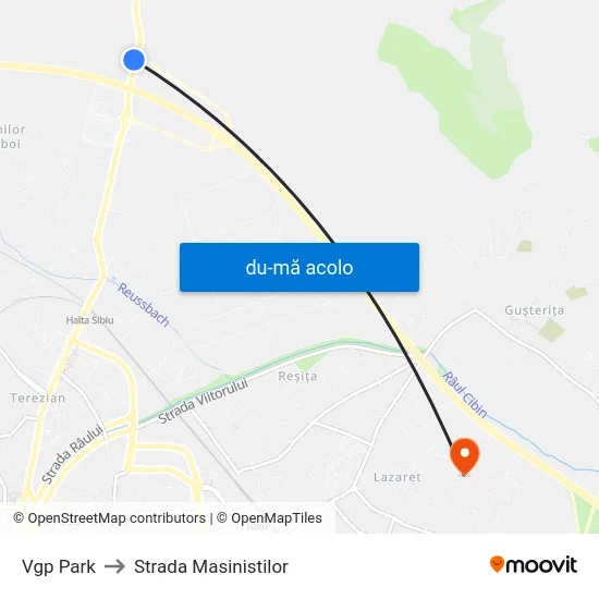 Harta de Vgp Park către Strada Masinistilor