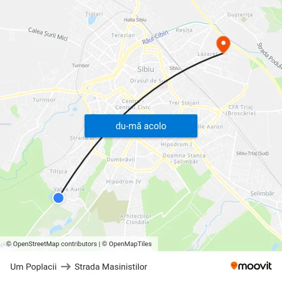 Harta de Um Poplacii către Strada Masinistilor