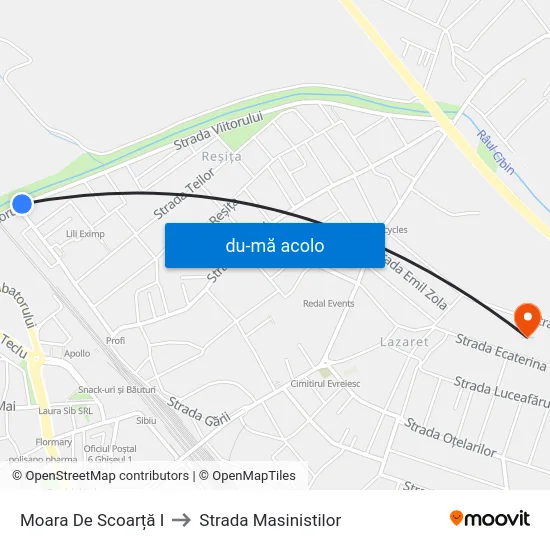 Harta de Moara De Scoarță I către Strada Masinistilor