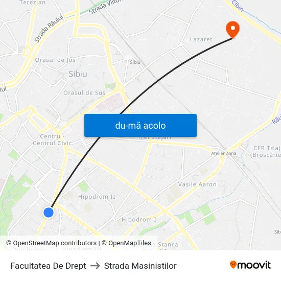 Harta de Facultatea De Drept către Strada Masinistilor
