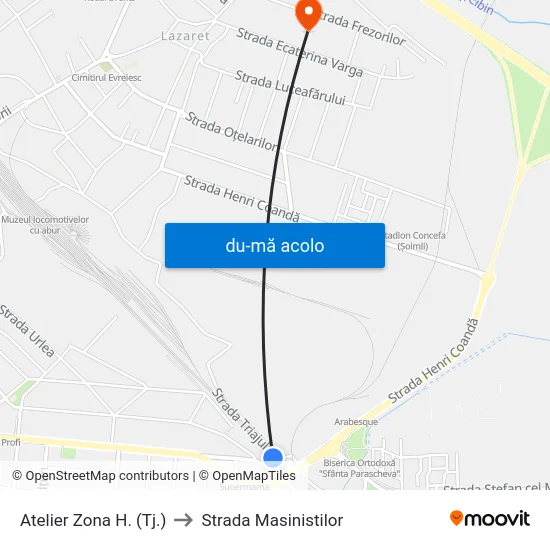 Harta de Atelier Zona H. (Tj.) către Strada Masinistilor