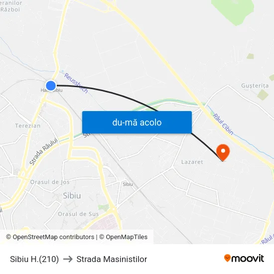 Harta de Sibiu H.(203) către Strada Masinistilor