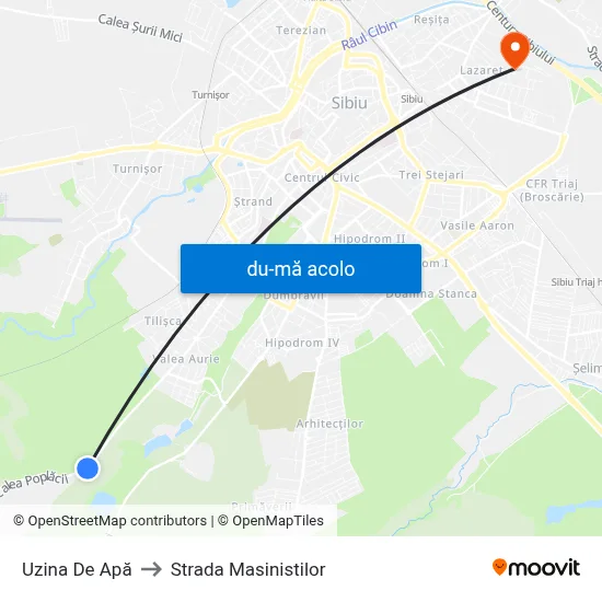 Harta de Uzina De Apă către Strada Masinistilor