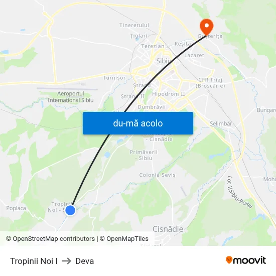 Harta de Tropinii Noi I către Deva