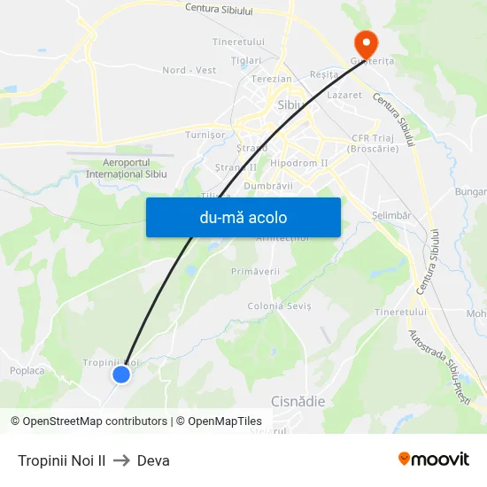 Harta de Tropinii Noi II către Deva