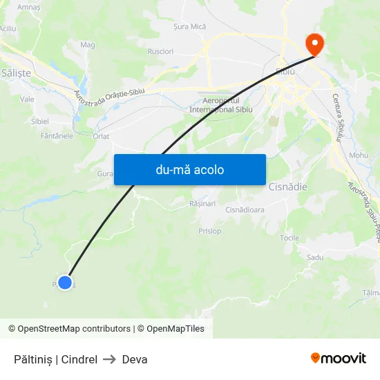 Harta de Păltiniș | Cindrel către Deva
