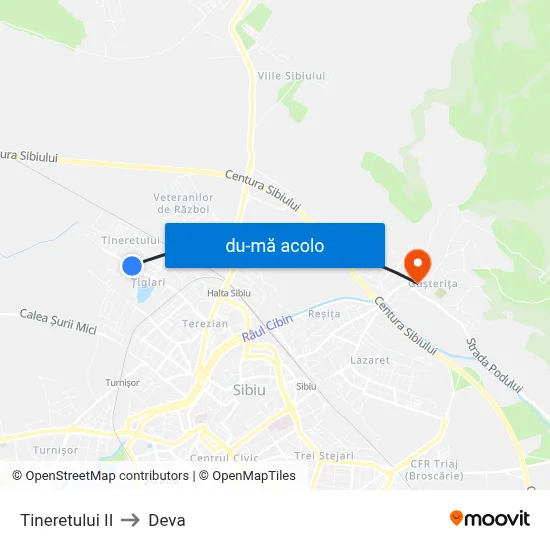 Harta de Tineretului II către Deva