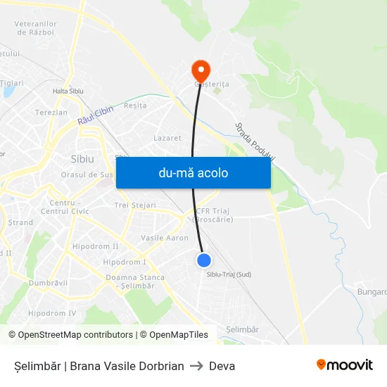 Harta de Șelimbăr | Brana Vasile Dorbrian către Deva