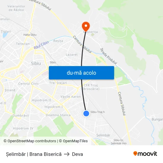 Harta de Șelimbăr | Brana Biserică către Deva