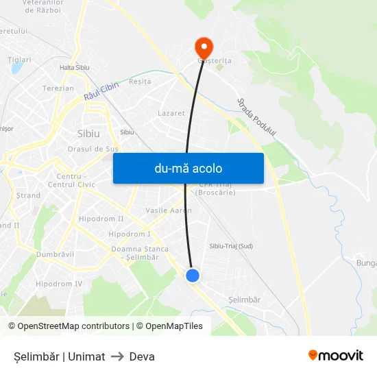 Harta de Șelimbăr | Unimat către Deva