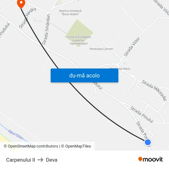 Harta de Carpenului II către Deva