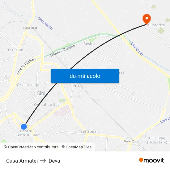 Harta de Casa Armatei către Deva