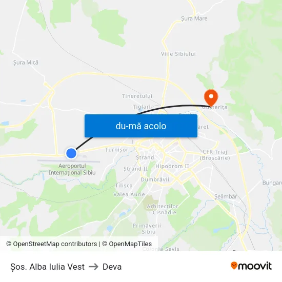 Harta de Șos. Alba Iulia Vest către Deva